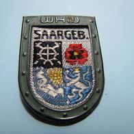 WHW Saargeb. Grenzlandwappen Papierrückseite Web Abzeichen WW Badge 1936