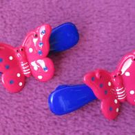 Set Haarspangen Haarklemmen große Schmetterlinge pink blau 6x3,5 Butterfly Clips