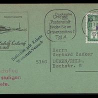 1962 BRD echt beförderte Raketenpost Zucker gestempelt
