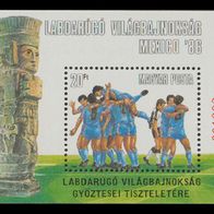 1986 Ungarn Fußball-WM Mexico 1986 Block MiNr 183 A I Aufdruck gezähnt postfrisch