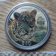 Namibia 10 Dollars 1995 "Leopard" Silber-Farbe PP Max. 10.000 Ex