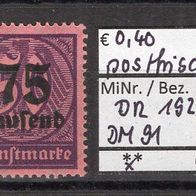 Deutsches Reich 1923 Dienstmarken: Teilauflagen MiNr. 91 postfrisch