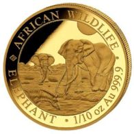 Somalia Goldmünze 1/10 Unze 100 Shillings 2026 Elefant Wildlife