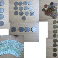 Münzen DM und Pfennig, versch. Werte und 5 DM Scheine