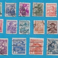 Österreich 1934/36 16 Werte aus Mi.557 - 587 gest