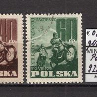 Polen 1955 13. Internationales Motorrad-Bergrennen MiNr. 928 C - 929 C gestempelt