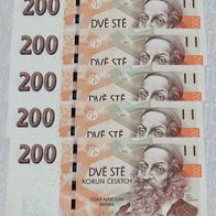 Tschechien - 5 Banknoten 200 Korun - 2018 - UNC