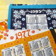 DDR Wäsche * Malimo Tuch / Geschirrtuch - unbenutzt Kalendertuch 1977 & 1985