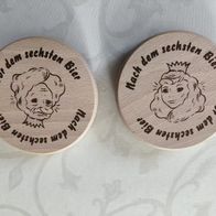 2 kuriose Bierdeckel / Untersetzer mit wechselnden Gesichtern