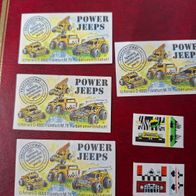 Ü - Ei Beipackzettel Power Jeeps alle 4 + Aufkleber