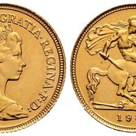 Großbritannien 3,99 g. Goldmünze 1/2 Sovereign 1982 Queen Elizabeth II. (1952-2022)