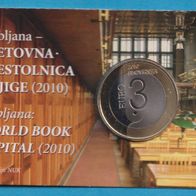 Slowenien 3 Euro 2010 Coincard Ljubljana UNESCO Welthauptstadt des Buches