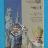 San Marino 2011 2 Euro Coincard Besuch Papst Benedikt am 19.6.2011 
