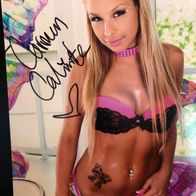 Autogrammkarte Erotikmodel Carmen Caliente - 20 x 25 cm - Signiert - neuwertig