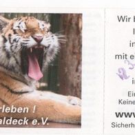Eintrittskarte Tiger-Garten Waldeck e. V. vom 23. Juni 2013