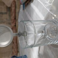 Bierkrug Krug Glas Kristallglas mit Zinndeckel und Bodenmuster unbenutzt