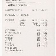 Parkticket 025944BA FDK Gebäudedienst Frankfurt am Main am 19.02.2011