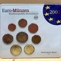 Euro - "Kursmünzensatz 2002 J" Deutschland in Stempelglanz