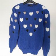 Damen-Pullover, dunkelblau mit Herzen (T#)