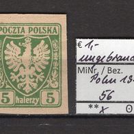 Polen 1919 Freimarken für Galizien: Adler auf Wappenschild MiNr. 56 geschnitten oG