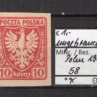 Polen 1919 Freimarken für Galizien: Adler auf Wappenschild MiNr. 58 geschnitten oG