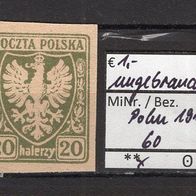 Polen 1919 Freimarken für Galizien: Adler auf Wappenschild MiNr. 60 geschnitten oG