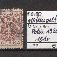 Polen 1920 Freimarken: Adlerzeichnung MiNr. 151 x gestempelt