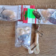 Neu! 4 Spinner DAM FZ Effzett Twirly Blinker Gold Weiß Gr: 4 G: 10g Hecht Zander
