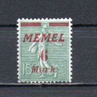 Memelgebiet,1922, Mi.-Nr. 111, ( * ) Falz