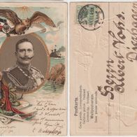 Kriegsmarine 1903 Prägedruck Litho Kaiser Wilhelm II aus Hannover