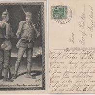 Waffenbrüder 1914 Künstlerkarte von Robert Langbein Top Karte