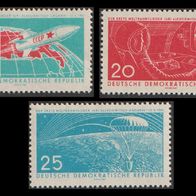 1961 DDR Erster bemannter Weltraumflug MiNr 822-824 Satz postfrisch