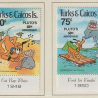 Disney Turks- und Caicosinseln 1981 50. Geburtstag Pluto Satz MiNr 524/25 postfrisch