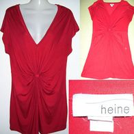 Heine Longshirt Tunika Minikleid Rot Vorne dekorative Raffung Gr. 40