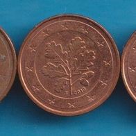 Deutschland 1 Cent alle aus 2019 kompl. A, , , ,