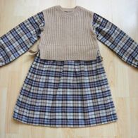 Neuwertig Mädchen Folklore Waldorf Larp Kleid kariert Herbstkleid 128/134