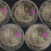 2012 BRD 2 Euro Set Bayern Schloss Neuschwanstein A-J bankfrisch