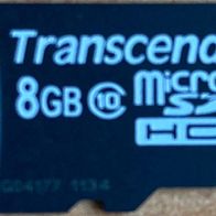 microSDHC 8 GB Class 10 Transcend microSD Speicherkarte