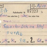 alte Fahrkarte DB 87323 Timmendorferstrand-Saarbrücken vom 16.10.1973