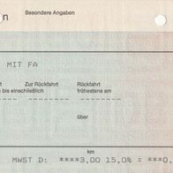 Alte Fahrkarte DB 178985170 Platzreservierung mit FA. am 20.11.1995