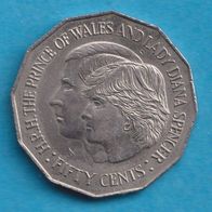 Australien 50 Cents 1981 Hochzeit von Prinz Charles und Lady Diana