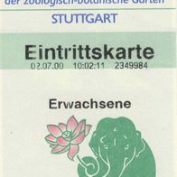 Wilhelma Zoo Stuttgart Eintrittskarte 2349984 vom 02.07.2000