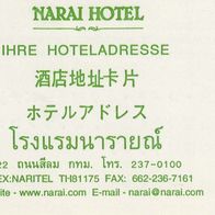 Visitenkarte Narai Hotel Bangkok von 2000