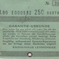 1973 Garantie Urkunde Nr. 31084 Radio-Haus Lehmensiek vom 10.05.1973