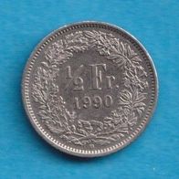 Schweiz 1/2 Franken 1990 B