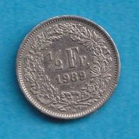 Schweiz 1/2 Franken 1989 B
