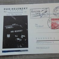 Karte Schweiz Flugpost Duo Helensky Flugzeug echt gelaufen 1957