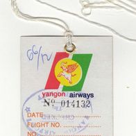 Gepäck Anhänger No. 014132 Yangon Airways Burma 1999