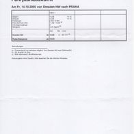 Fahrplanauskunft Anfrage vom 13.10. 2005 Dresden Hbf - Praha