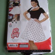 50er Lady Rock m. Halstuch Polkadot Tellerrock Rock´n Roll Petticoatrock Gr. XS-XXL